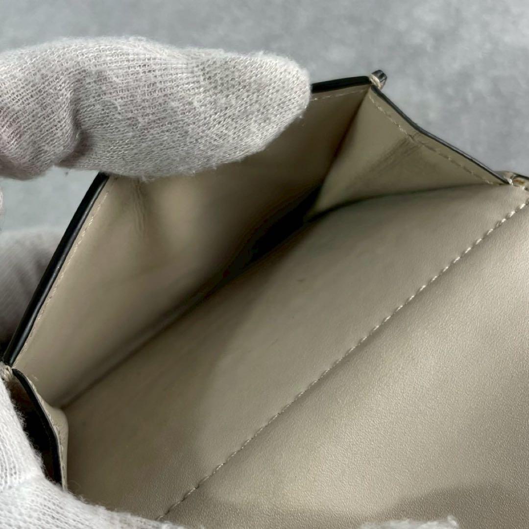 【美品】ロエベ 三つ折り 財布 リピートアナグラム 総柄 ハニーベージュ レザー