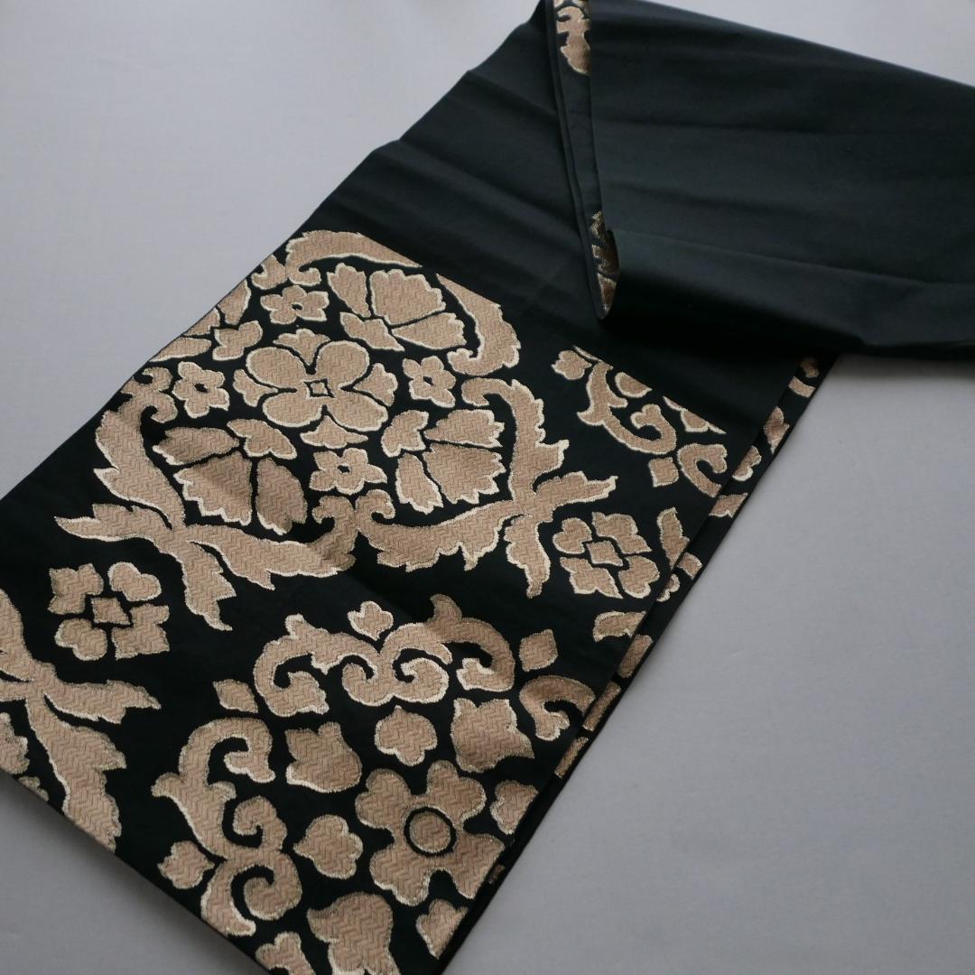 黒色 金糸☆六通 袋帯☆正絹☆更紗花唐草文☆金襴☆西陣織 - メルカリ