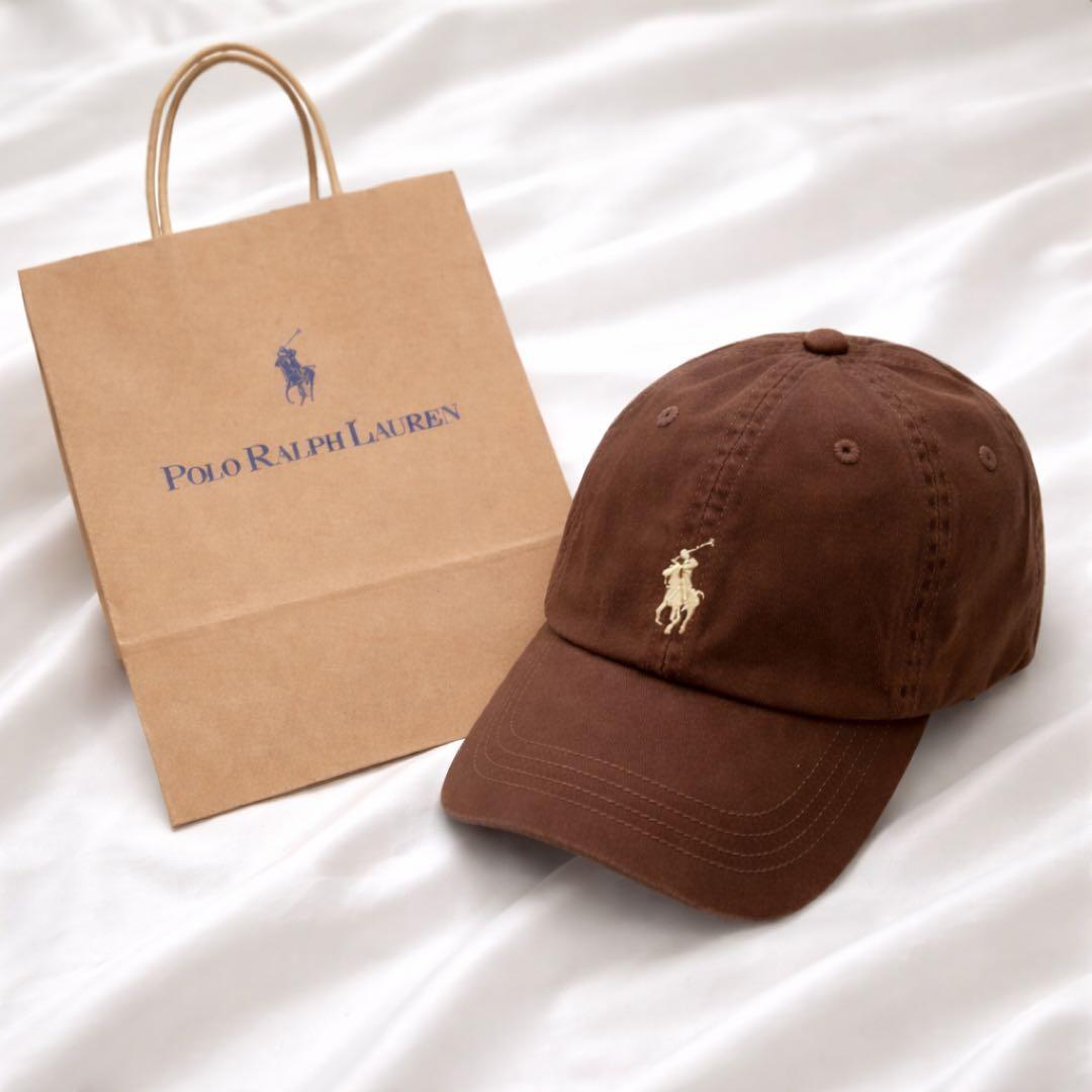 本物希少 POLO ポロラルフローレン キャップ ブラウン ホワイト