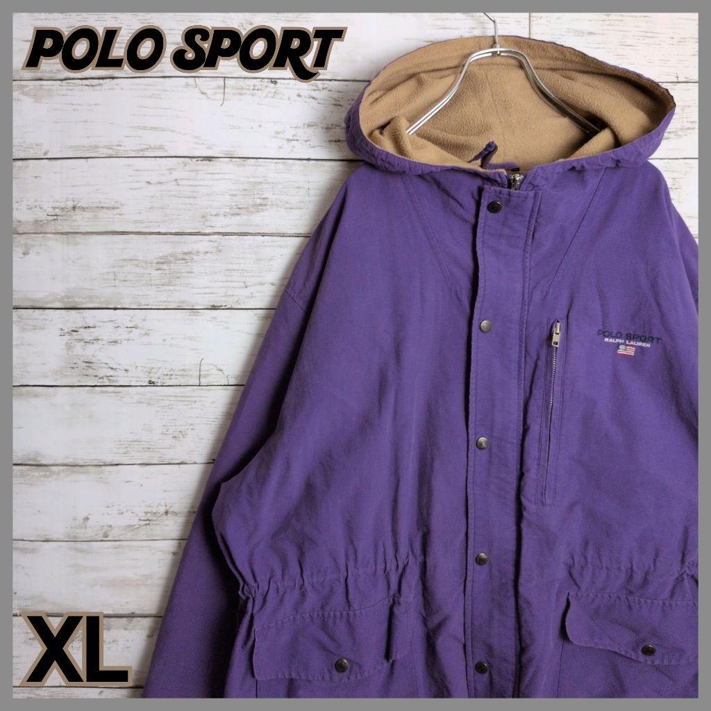 POLO SPORT フリース マウンテンパーカー 刺繍ロゴ XL パープル
