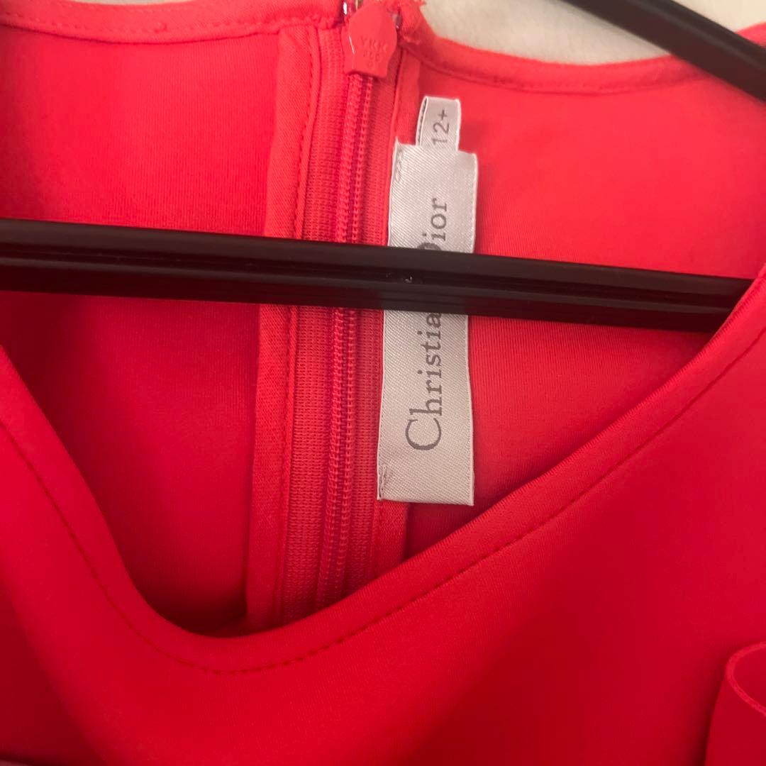 【わんぱくキューピー】Christian Dior フリル付き赤ワンピース