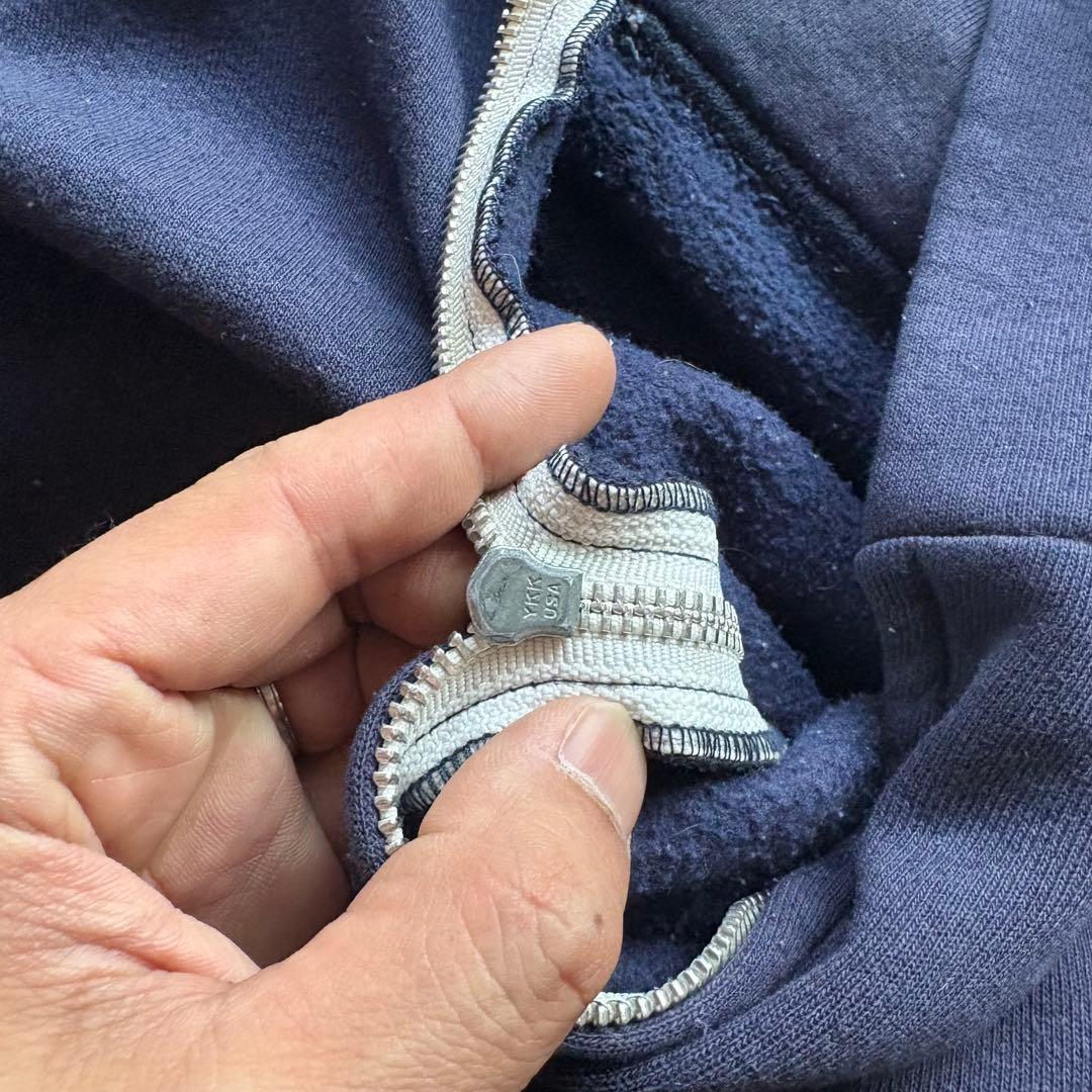 80s フルジップパーカー USA製 ナス紺 アルミジップ XL相当 フェード