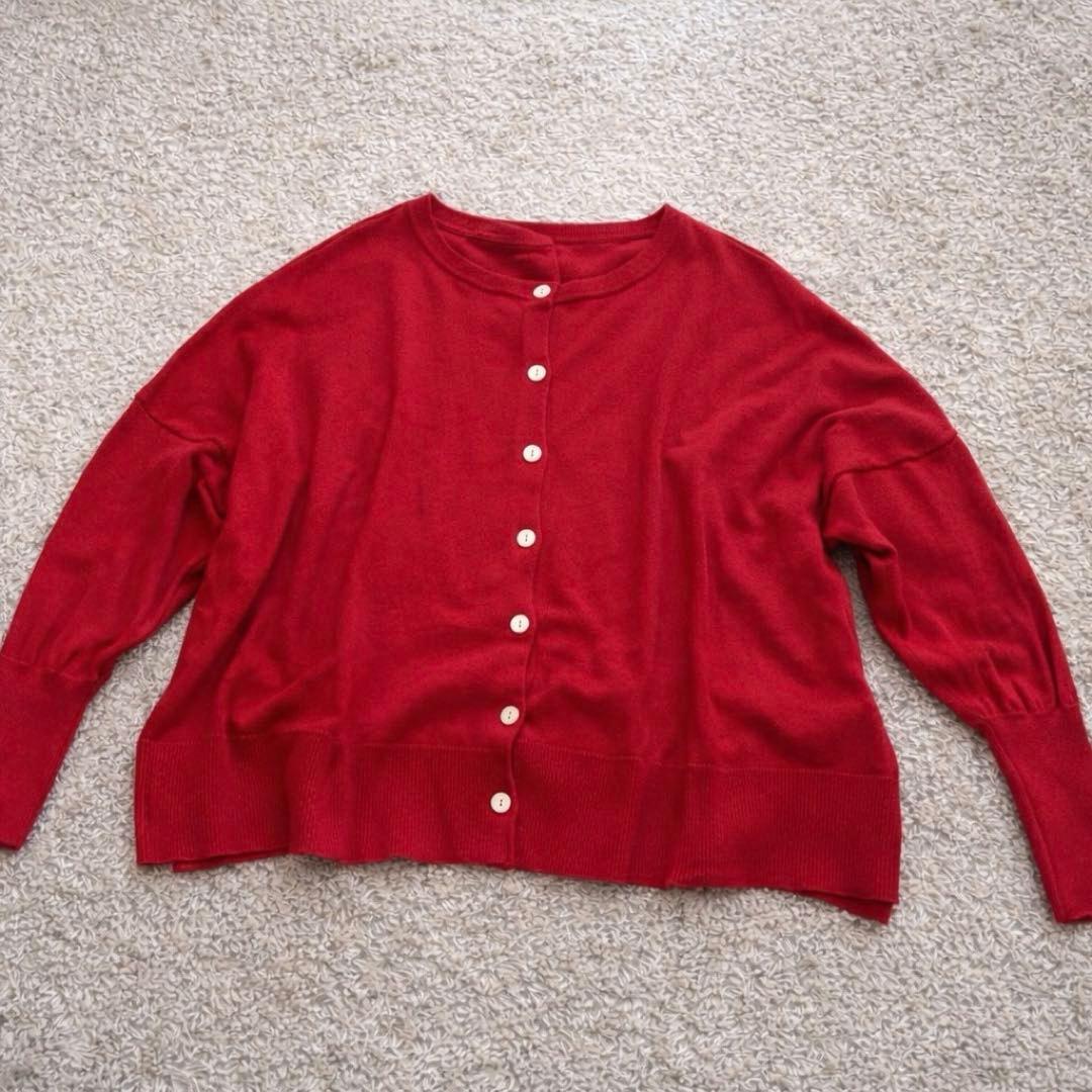 極美品】ヴェリテクール カシミヤ シルク混 2WAY CARDIGAN 赤 - メルカリ