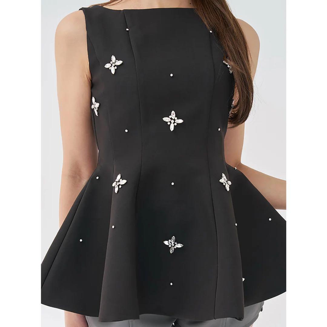 新品タグ付 ダーリッチ ビジューフレアバルーンミニドレス ブラック