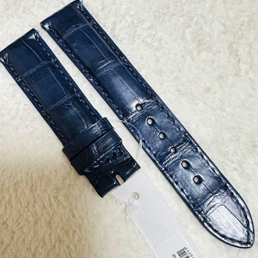 3027#20mm-18mmミッドナイトブルー☆スイス製☆本物クロコダイルベルト