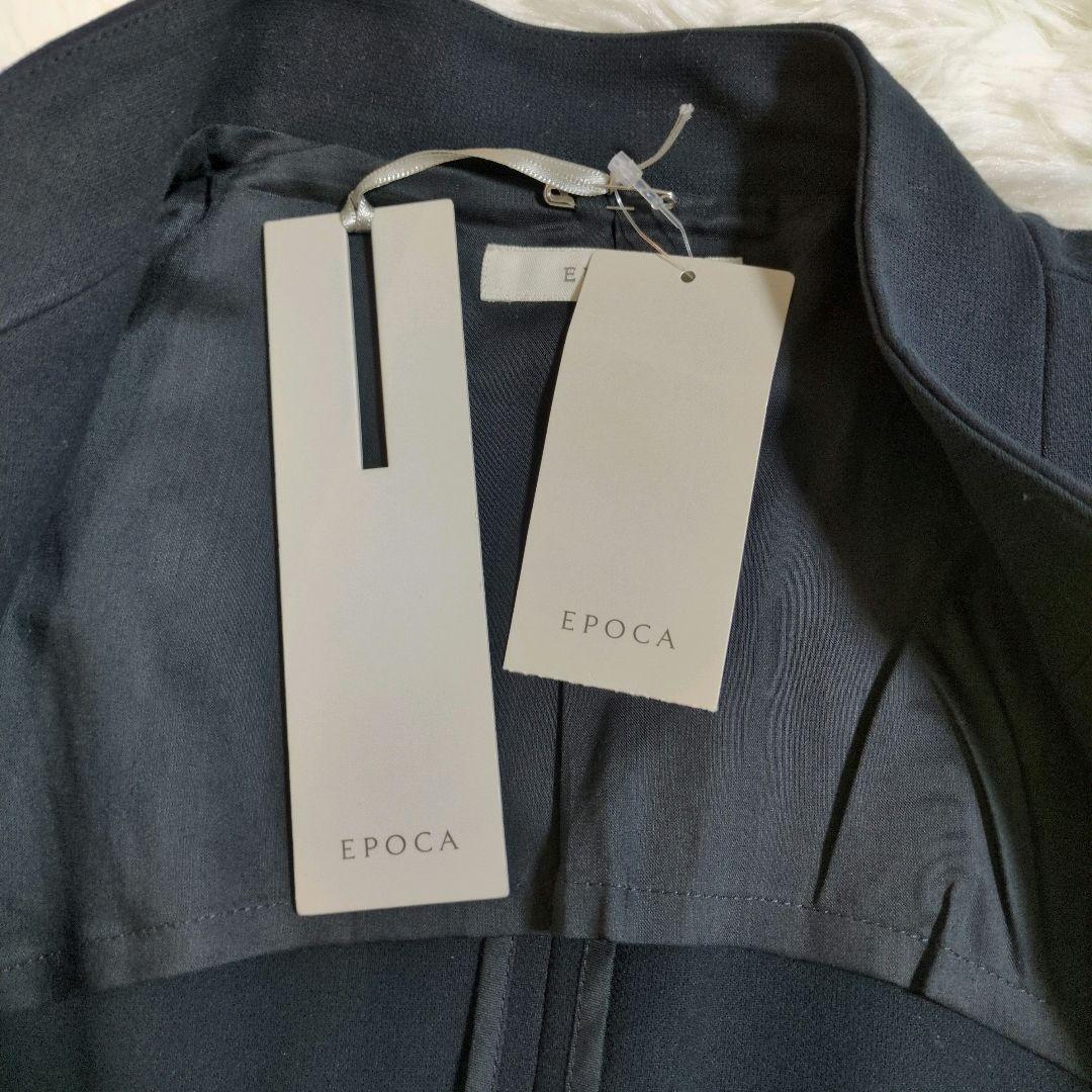 新品 エポカ ノーカラー ジャケット Vネック ネイビー 大きいサイズ