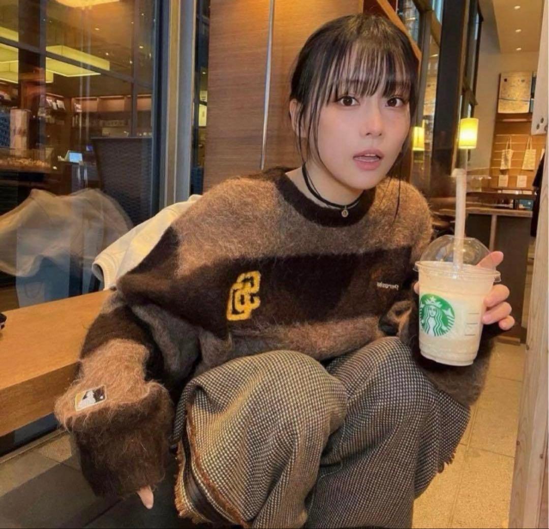 極美品 Perushu ペルーシュ MLB モヘアタッチボーダーニット パドレス