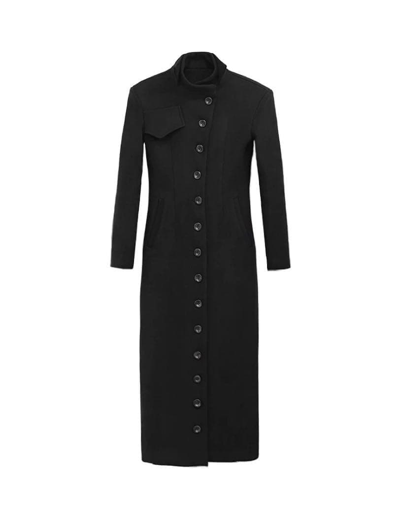 即発送 FUZZYKON ロングコート ボタン L ブラック