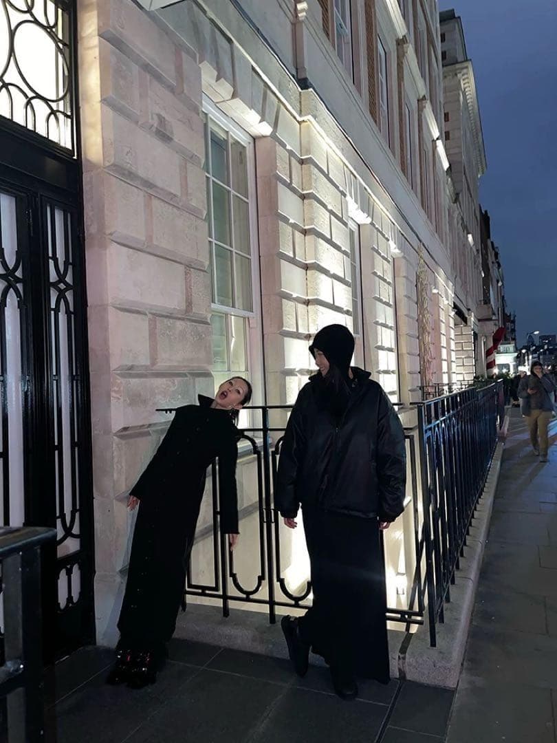 即発送 FUZZYKON ロングコート ボタン L ブラック