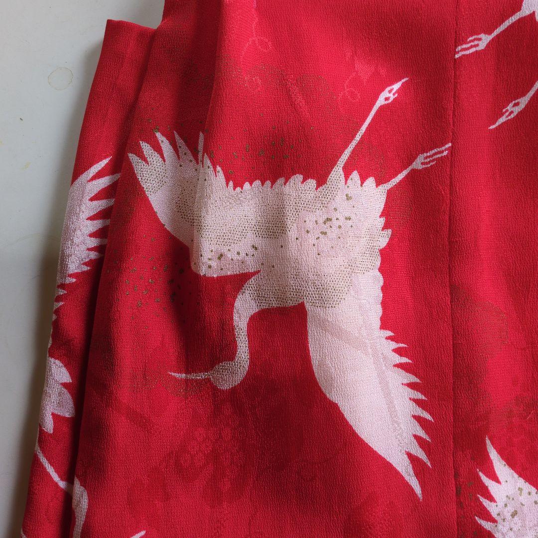 七五三３歳アンティーク着物と正絹鶴柄の被布(中綿無し）