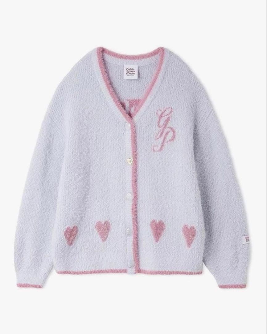 ジェラートピケ ラメフェザーカーディガン ブルー gelato pique（ジェラートピケ） パジャマ ルームウェア ラメフェザー