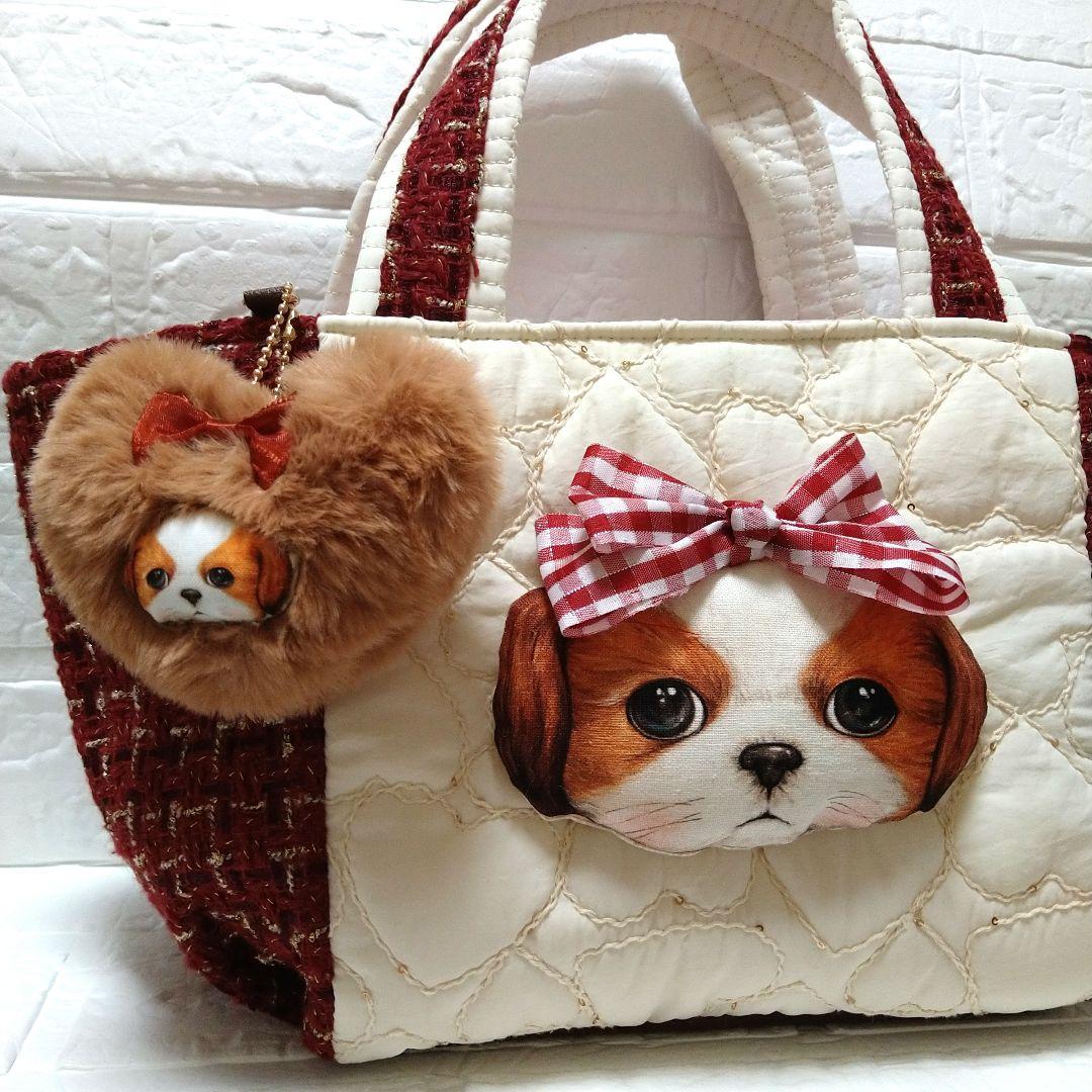 コヤンイサムチョン☆ころりんトートバッグ ハート刺繍＆ツイード赤