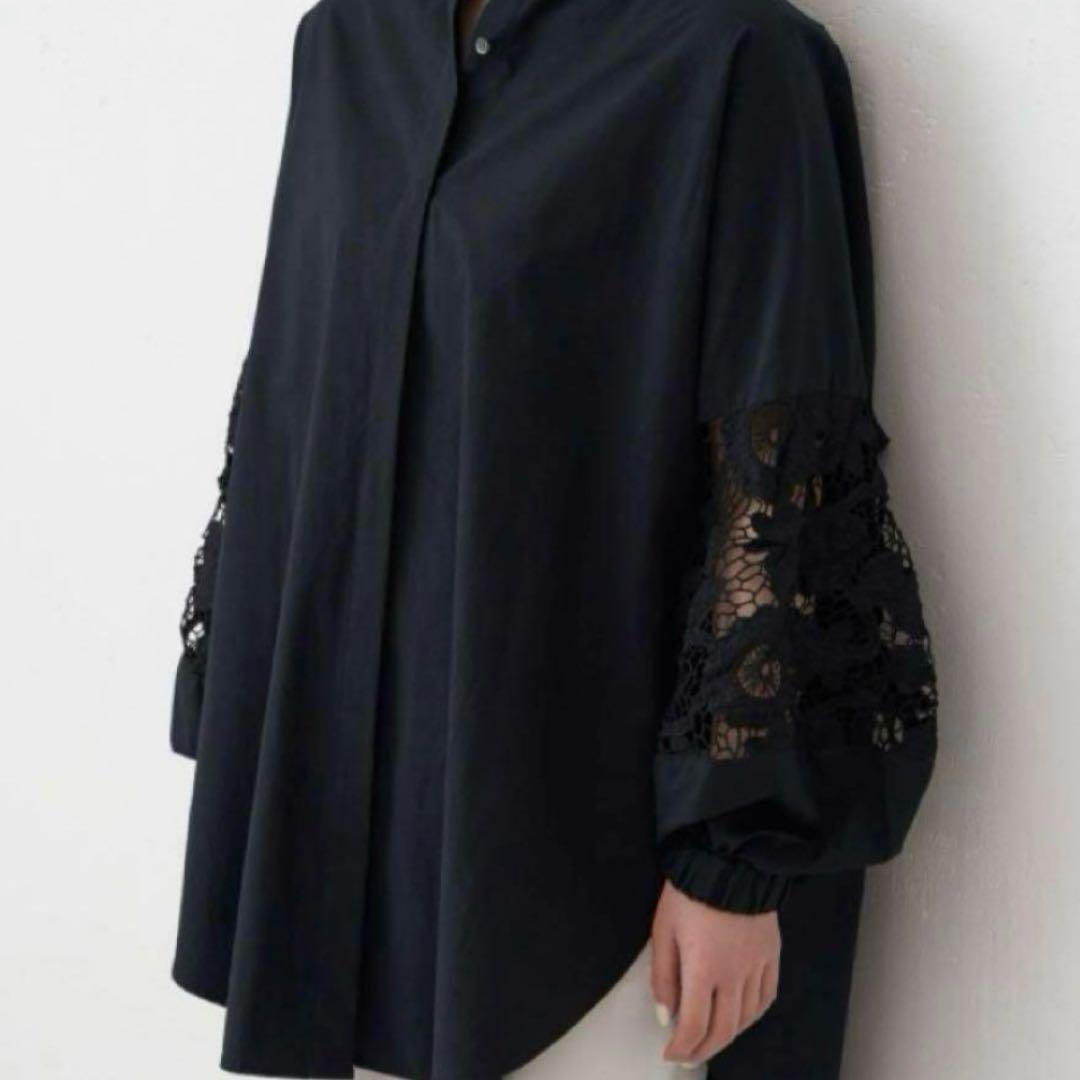 ビアズリー袖レースシャツブラックサイズフリー22AW BEARDSLEY（ビアズリー）の「《ビアズリー》袖レースシャツ（シャツ