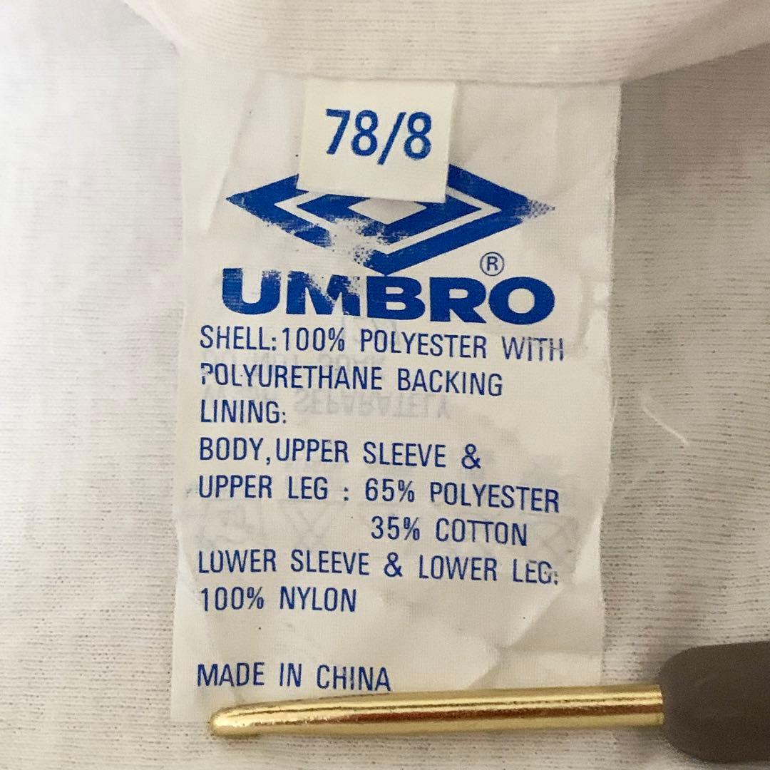 90s古着UMBROナイロンジャケット刺繍口ゴテープロゴホワイトDB392