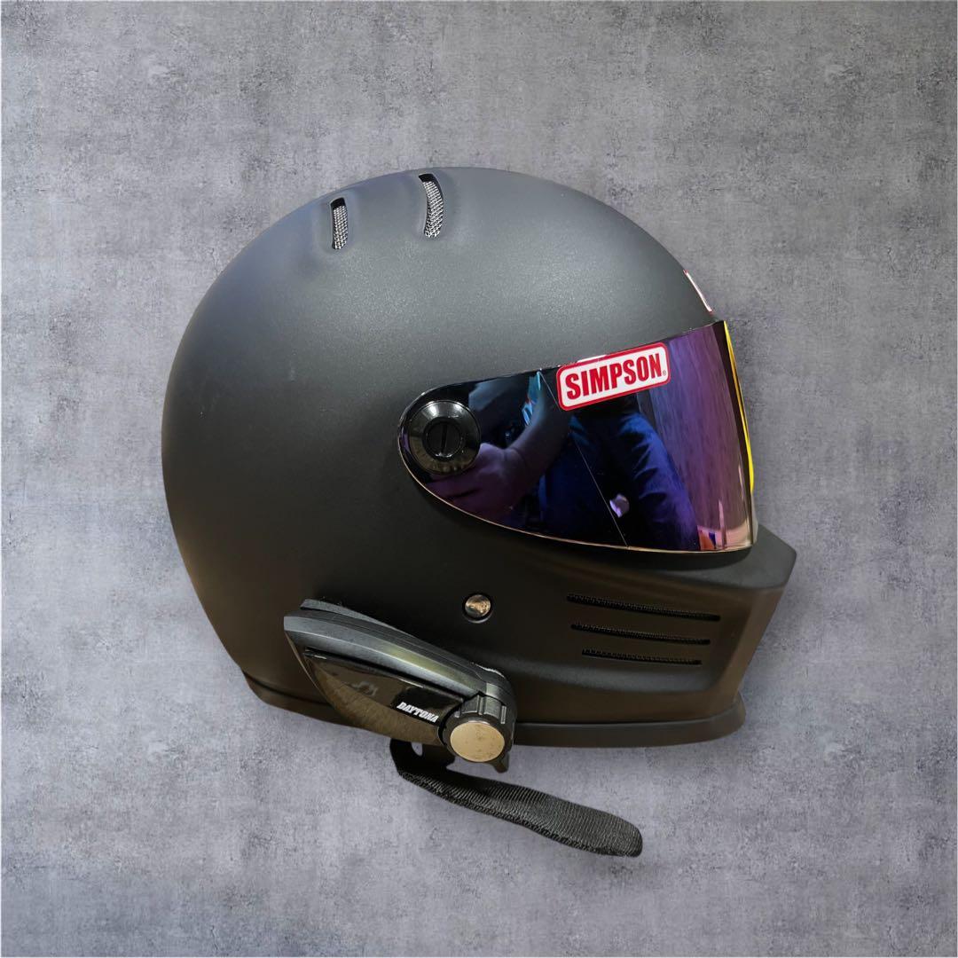 SIMPSON バンディットプロ マットブラック シールド、インカム付き