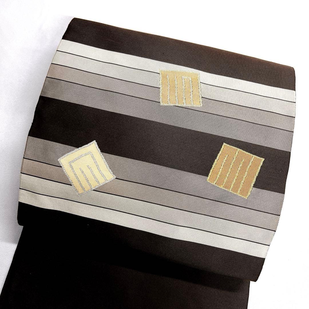 名古屋帯　松葉仕立て　綴れ織　源氏香　横縞　ブラウンカラー　着物　013tz 楽天市場】名古屋帯 紗 献上柄 日本製 お仕立て上がり 小紋 単衣 着物