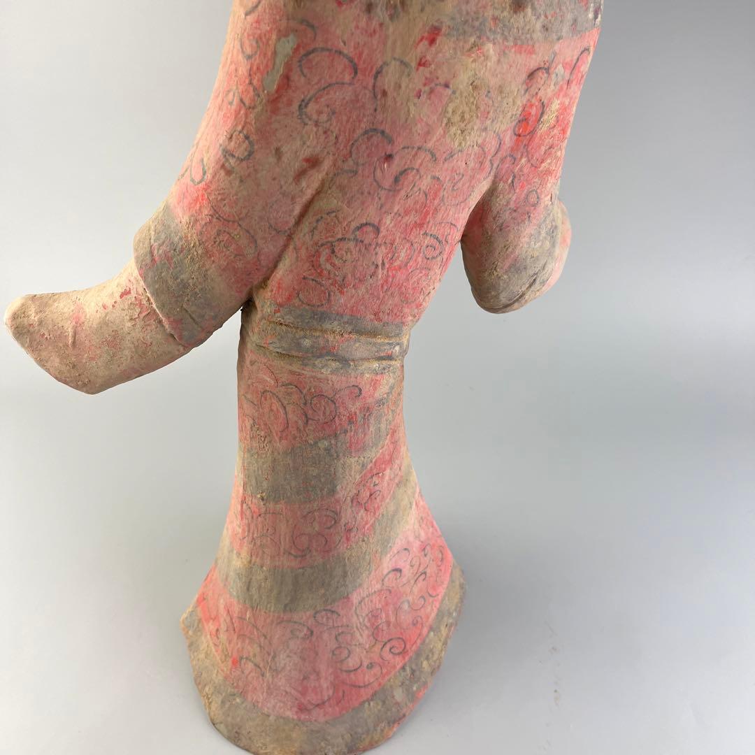 中国  漢女俑 立女俑 土器 彩陶 陶三彩 加彩 立像 女俑