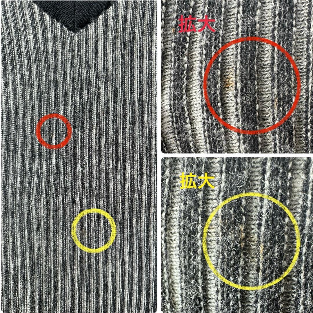 SISSY 山本寛斎 メンズニットベスト チョッキ M Vネック ストライプ