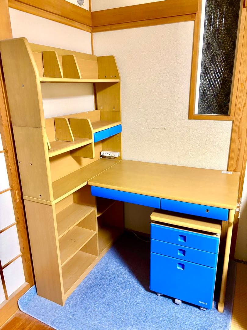 トム猫　学習机用②本棚 タモ材の収納にこだわったラック付き学習机（学習机/学習デスク