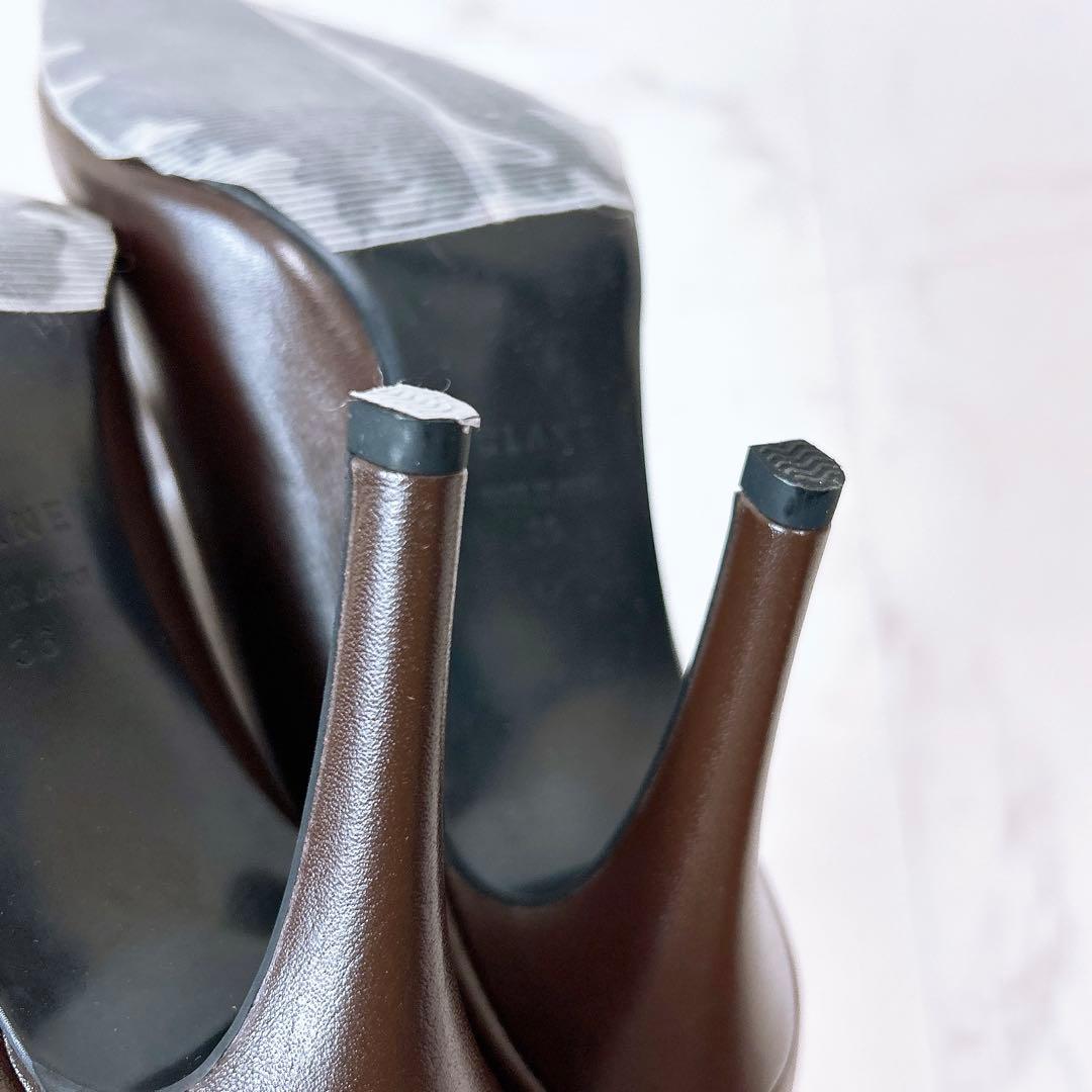 新品タグ付】クラネ＊牛革 レザー ポインテッドトゥ パンプス 36 ブラウン