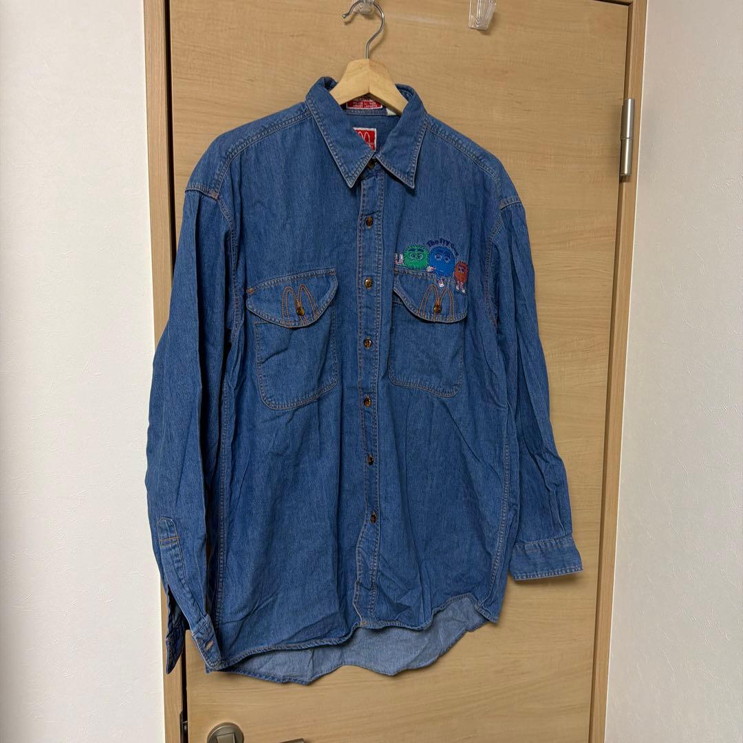 マクドナルド 企業系 デニムシャツ レア 90s サイズL フライガイ