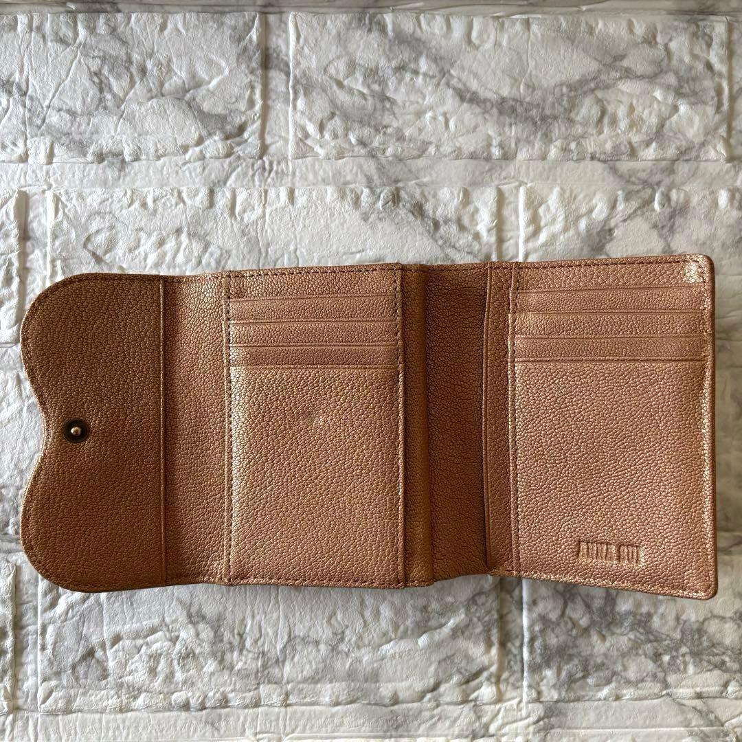 極美品】アナスイ バタフライ 折り財布 がま口 本革 レザー ピンク