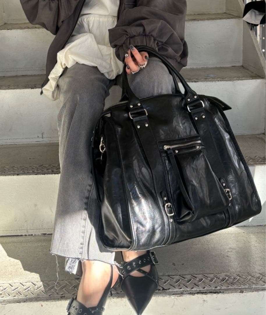 JEANASIS 2way アンティークフェイクレザーボストンバッグ ✨美品✨ JEANASIS アンティークフェイクレザーボストンバッグ 2WAY