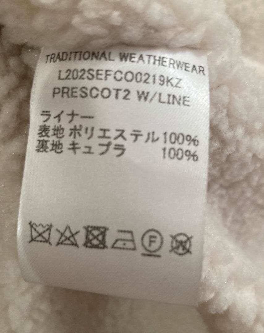 トラディショナルウェザーウェアバンウェル ピー コート ボアライナー