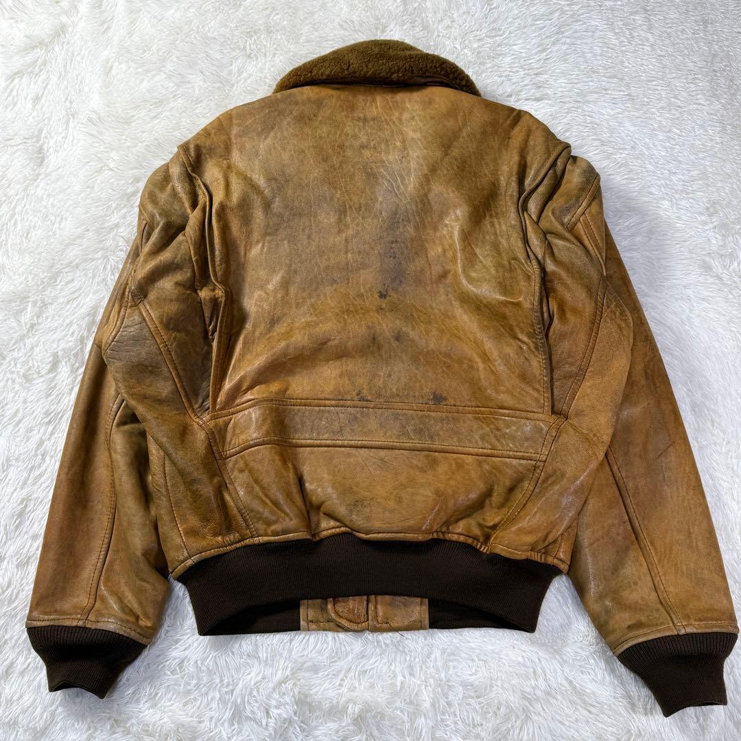 90s⭐G-1 Vintage フライトレザージャケット M ムートン襟ボア - メルカリ