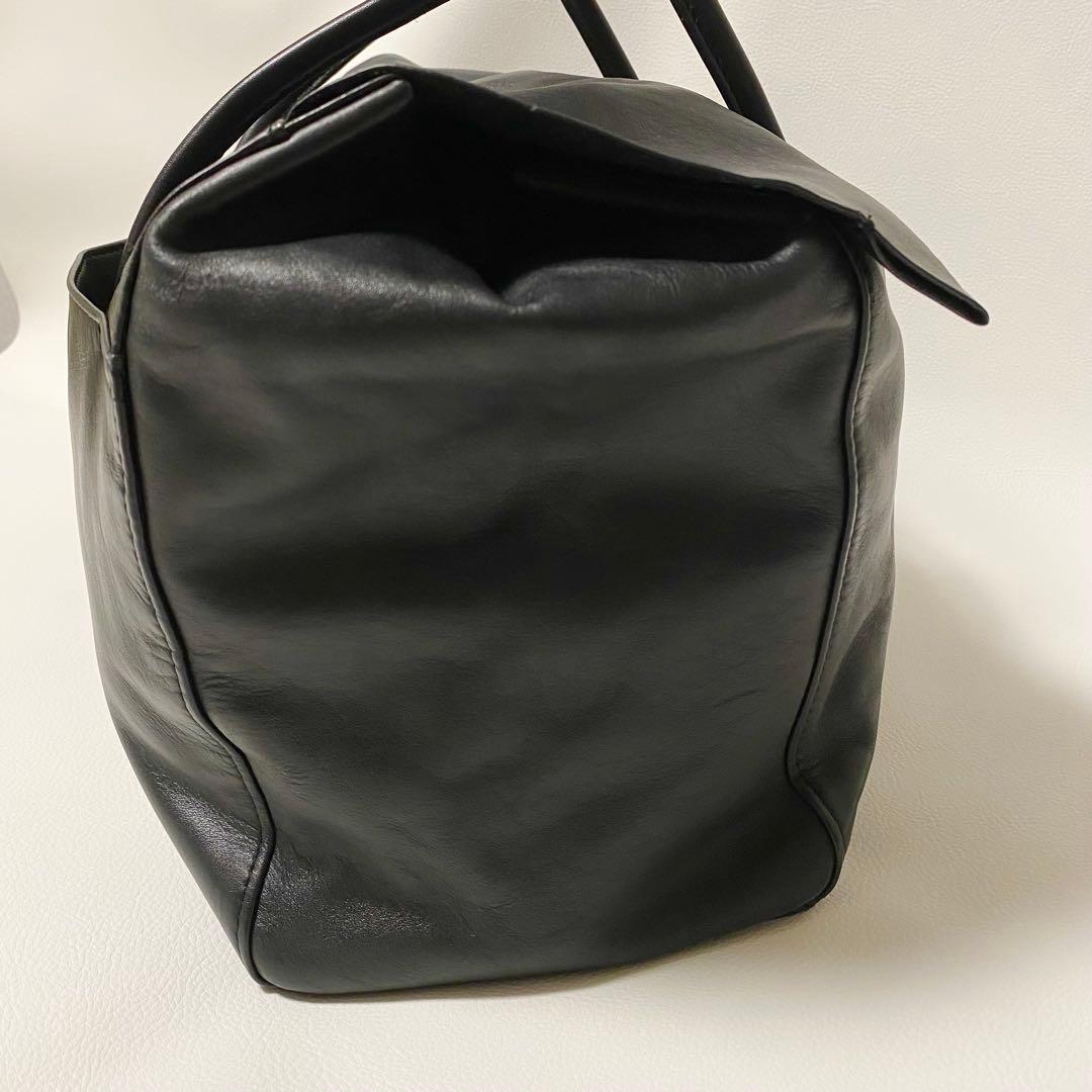 Hoaw フラップボストンバッグ トートバッグ レザー 大容量 黒