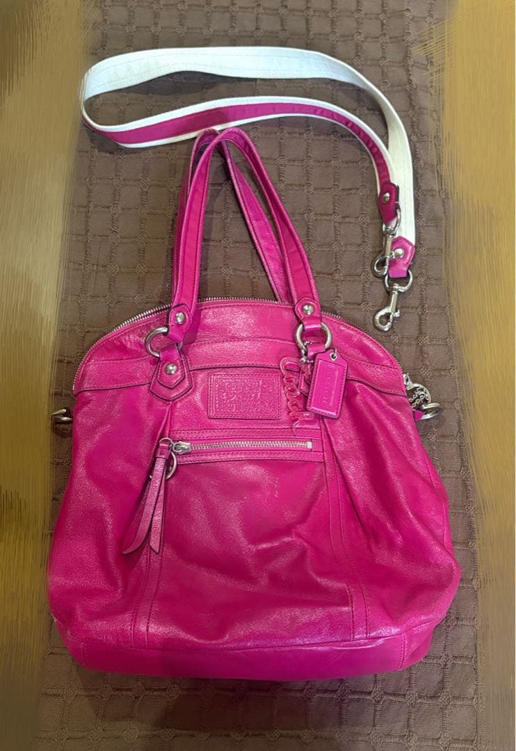 COACH Poppy pink 2way バッグ - メルカリ