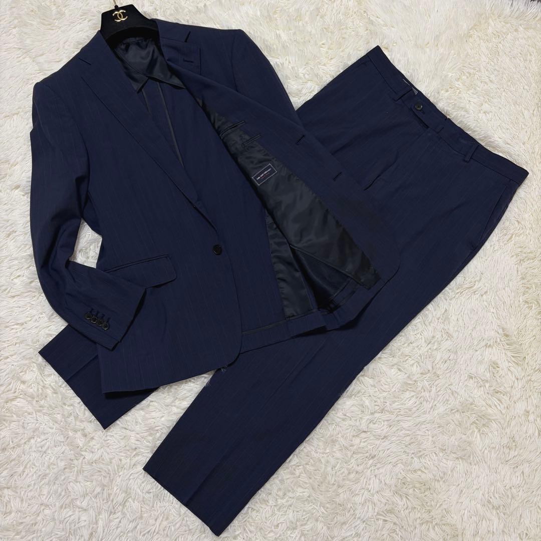 美品】スーツカンパニー 洗えるセットアップ シルク混 ネイビー