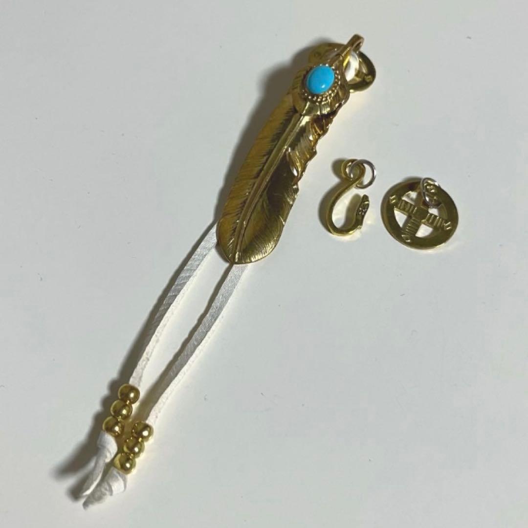 全金 ターコイズ フェザー ネックレス 316L ステンレス 全金 ゴールド ターコイズフェザーネックレス