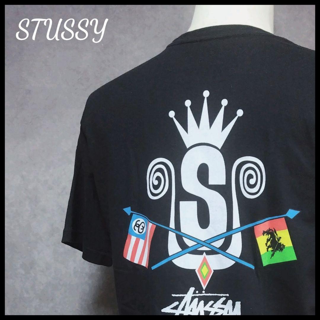 STUSSY Tシャツ ラスタ 復刻 クラウン 美品 Lサイズ 黒 - メルカリ