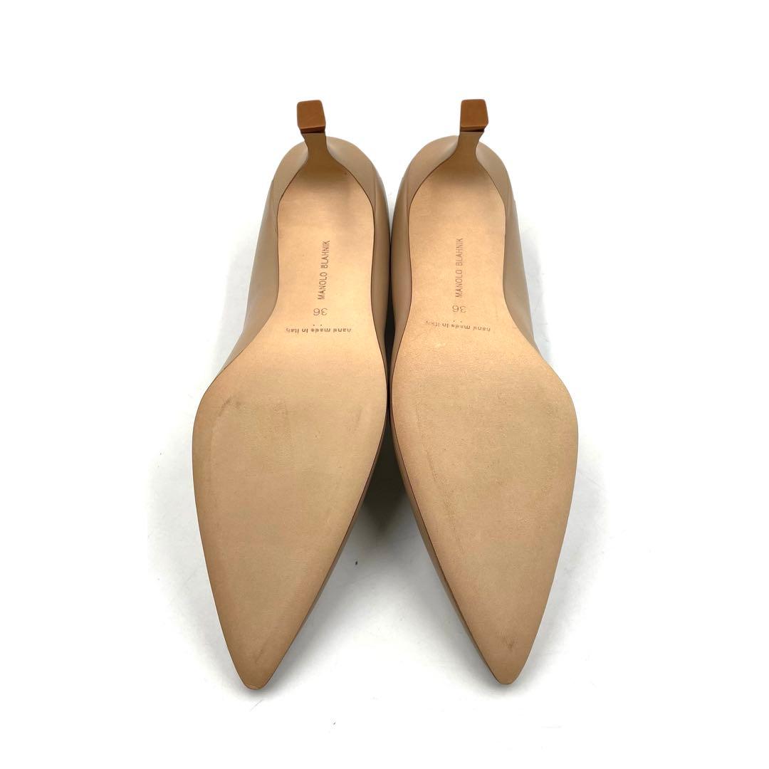 《未使用品》 マノロブラニク パンプス 本革 レザー ベージュ系 36 付属あり