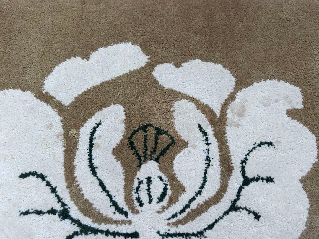 鍋島緞通 新鍋島 吉島敷物 座布団 牡丹B-1 金茶地　-350-