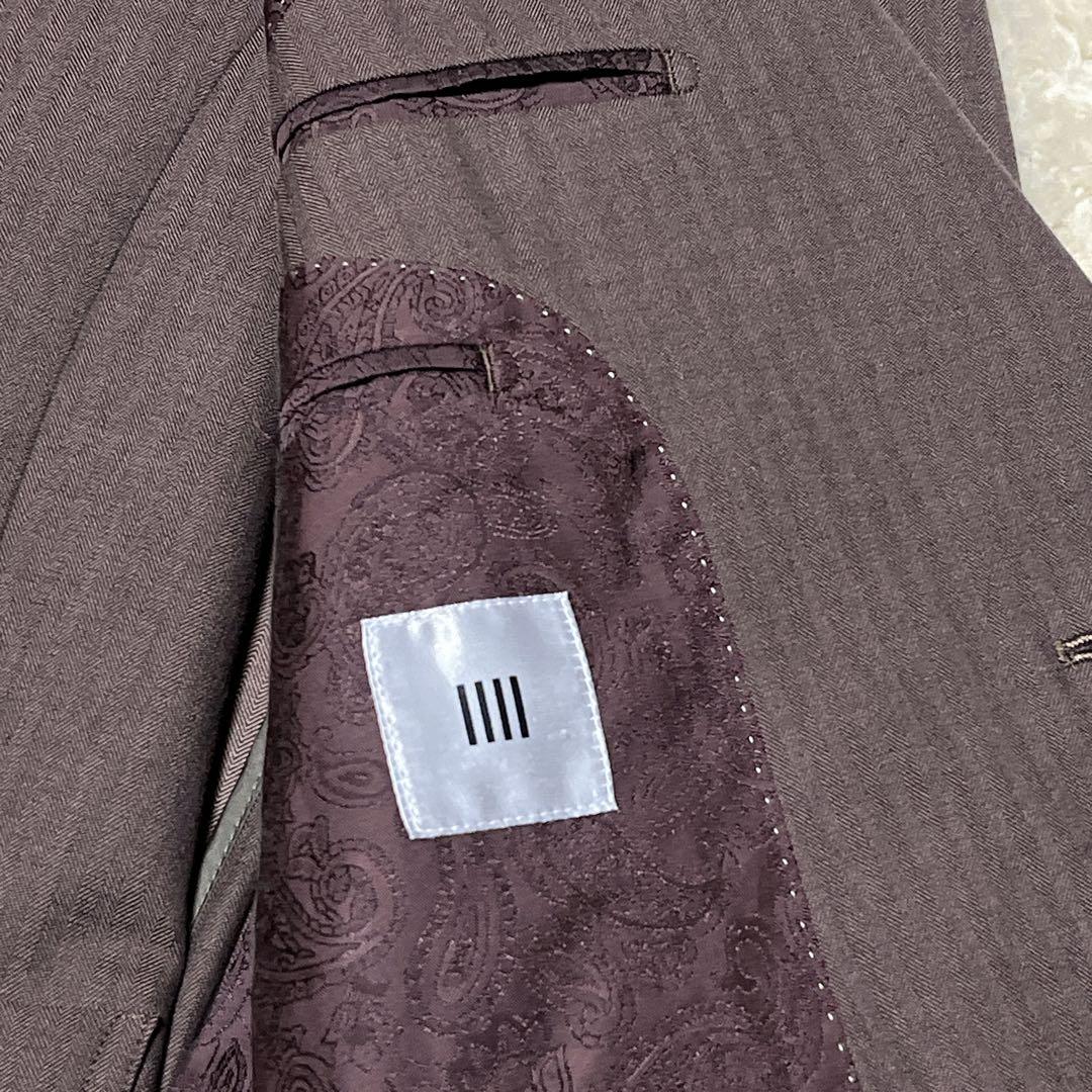 極美品】スーツセレクト スリーピース スーツ ペイズリー柄 ブラウン