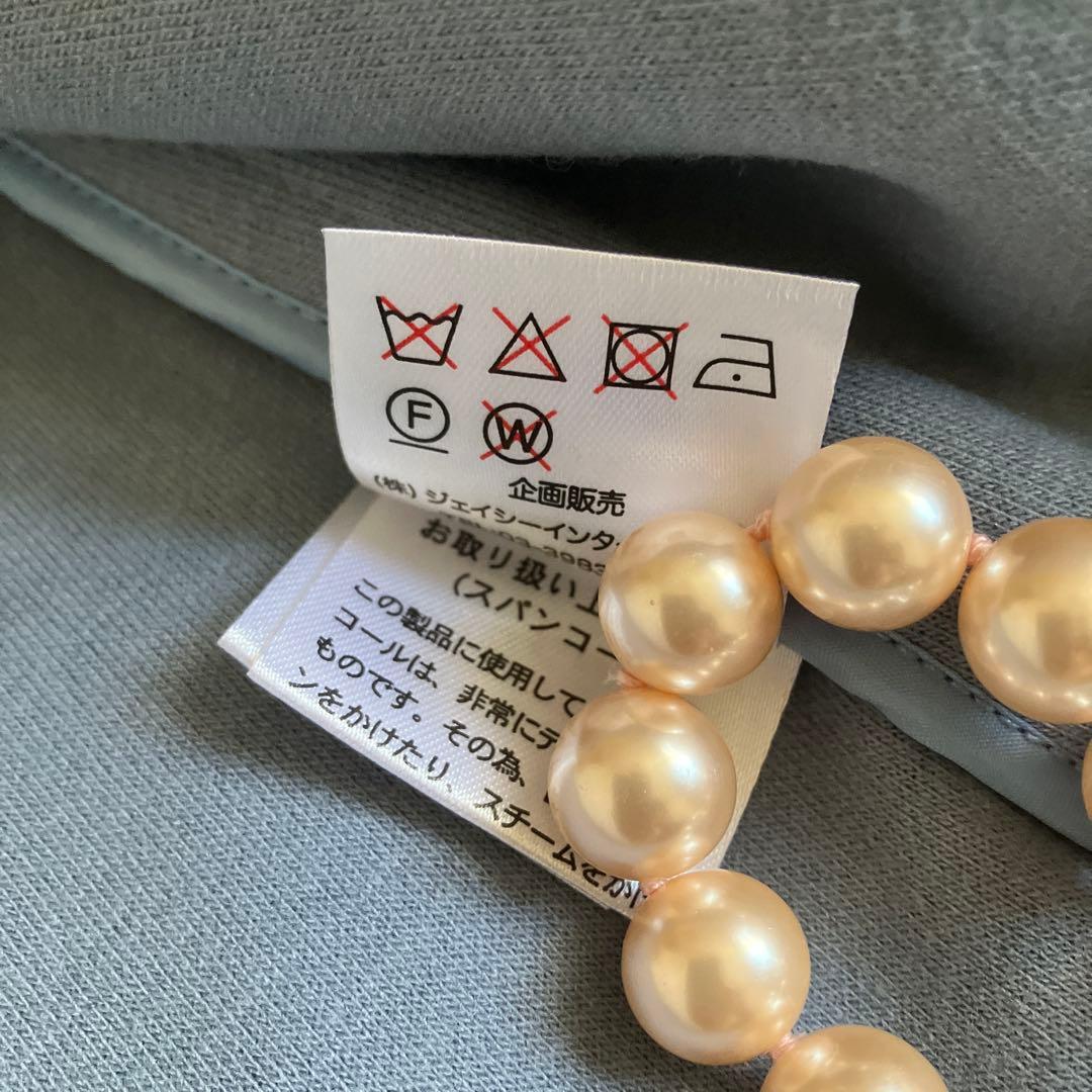 スーパービューティー☆44☆新品タグ付袖パールビジューとお花モチーフ