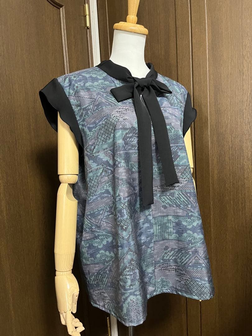 みふた様、専用【738】リボンブラウスグリーン系【739】リボンブラウス