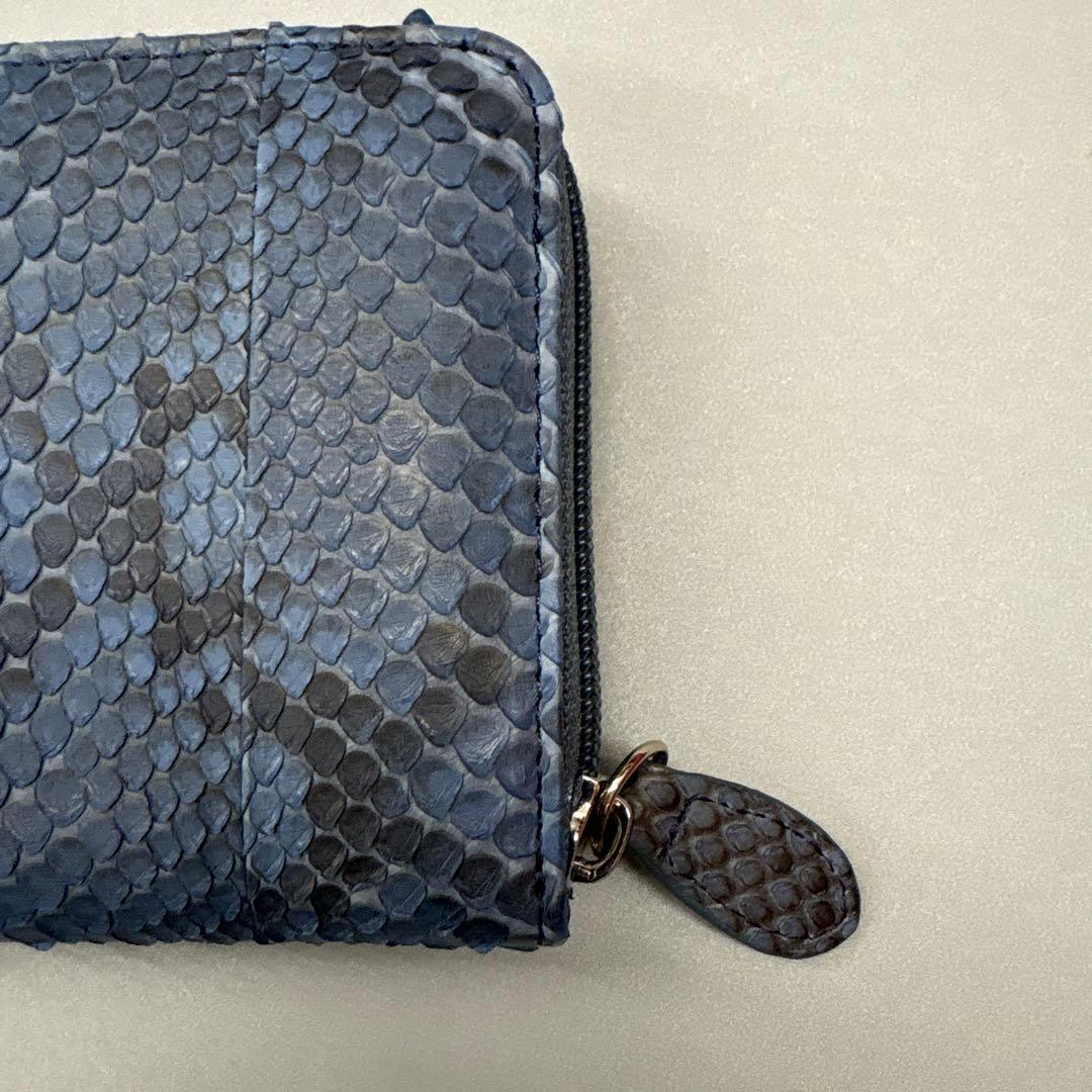 ネイビー パイソン財布 パイソン 長財布 財布 蛇革 本革 レアカラー