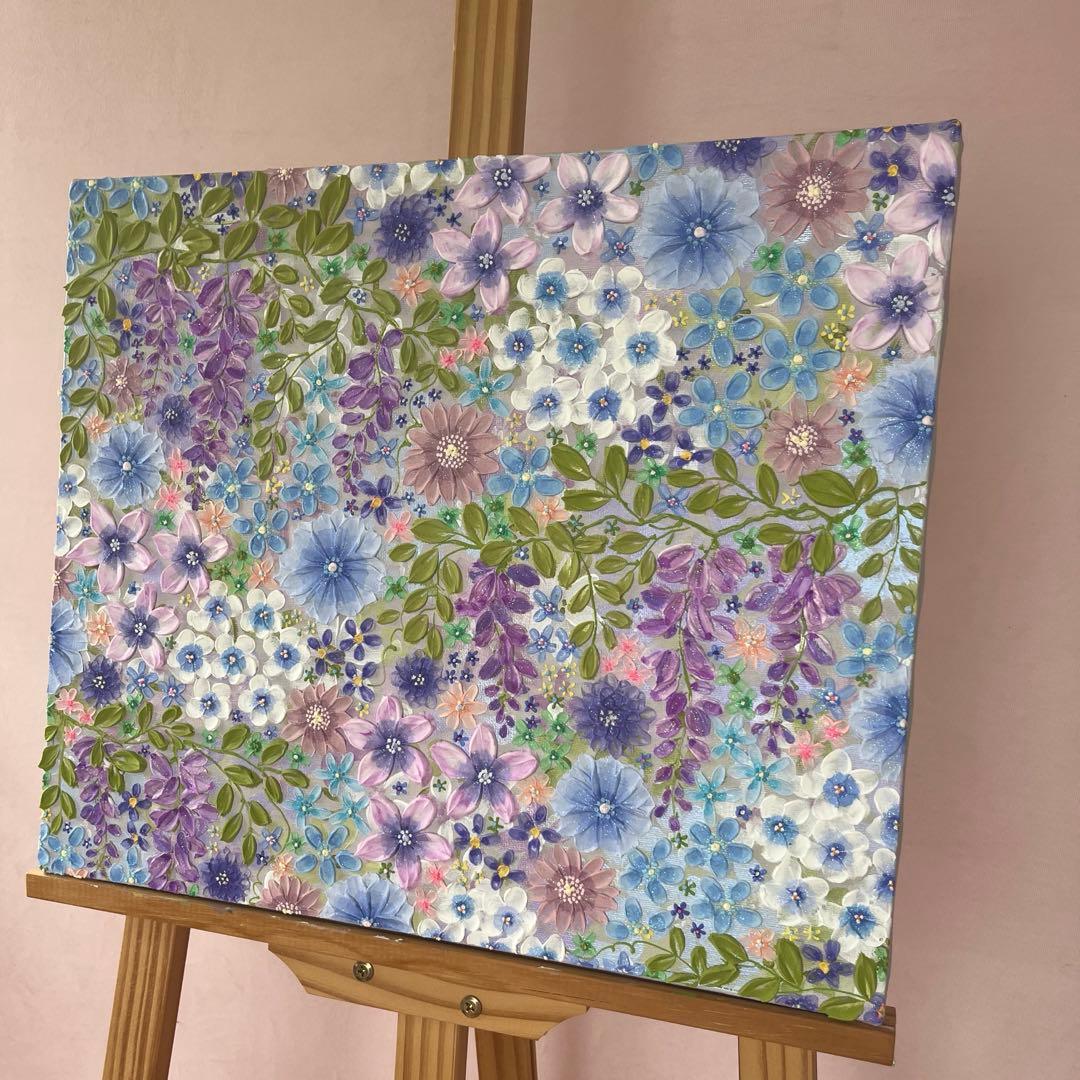 藤の花 藤の絵 藤アート 原画 インテリアアート 花の絵 フラワー 花柄