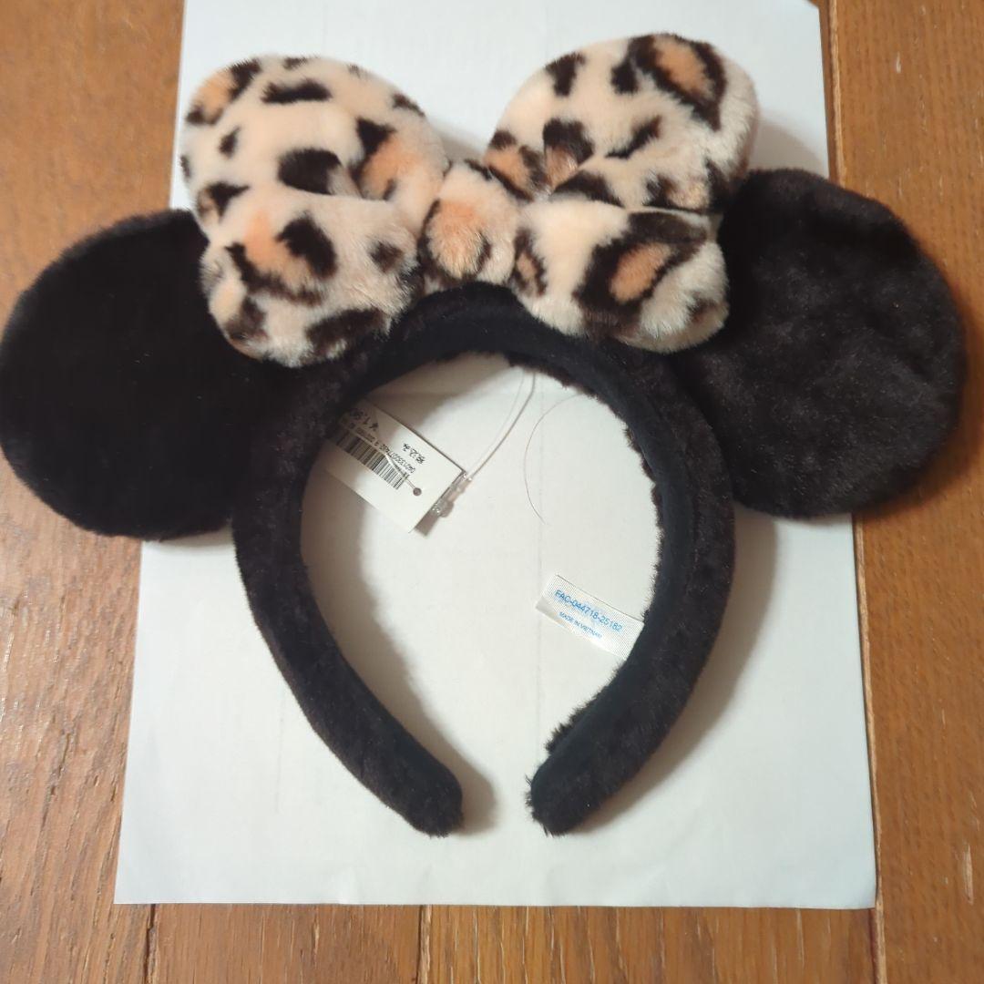 ミッキー耳カチューシャ ヒョウ柄リボン - メルカリ