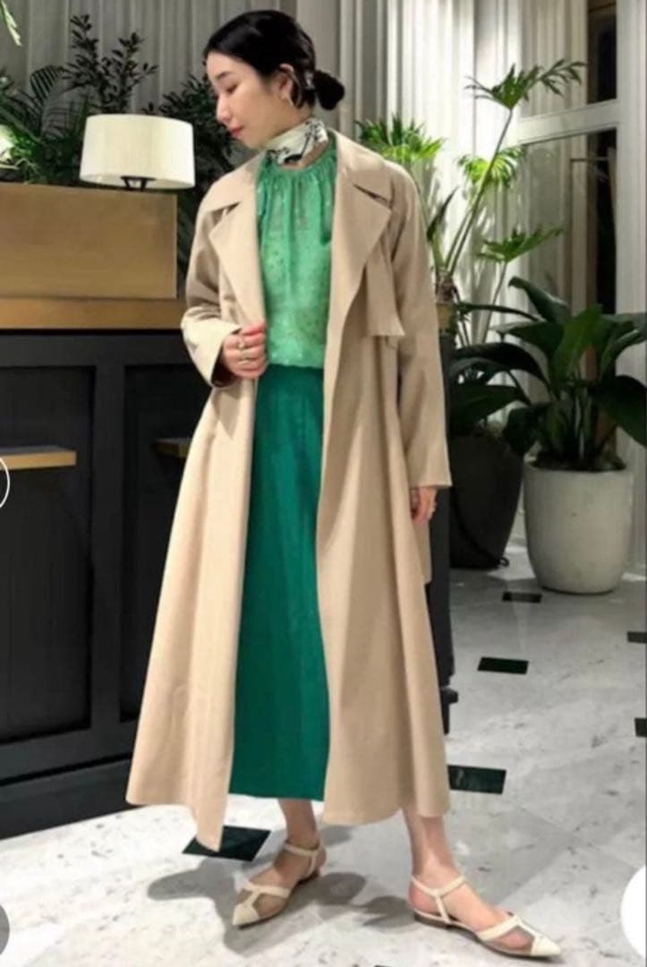 極美品 トゥモローランド Ballsey ウールギャバジン ガウンコート 34