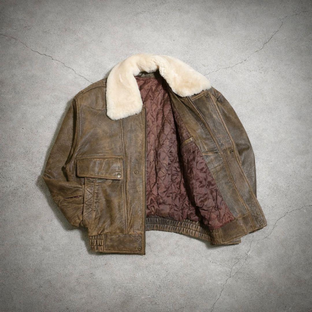 羊革】90s vintage leather jacket g1a2 短丈 - メルカリ