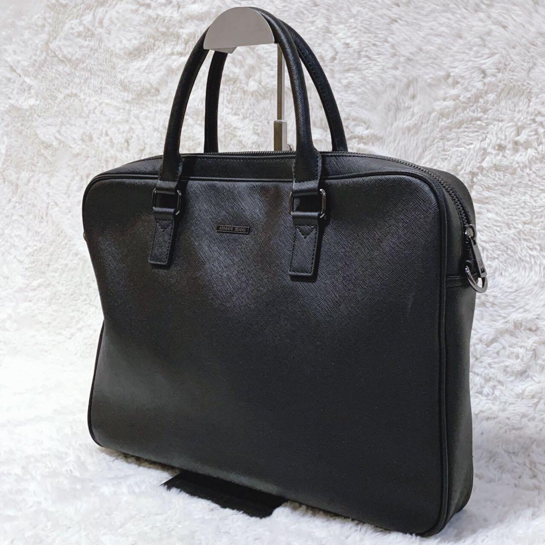 未使用級】アルマーニ ジーンズ 2way ビジネスバッグ ブリーフケース