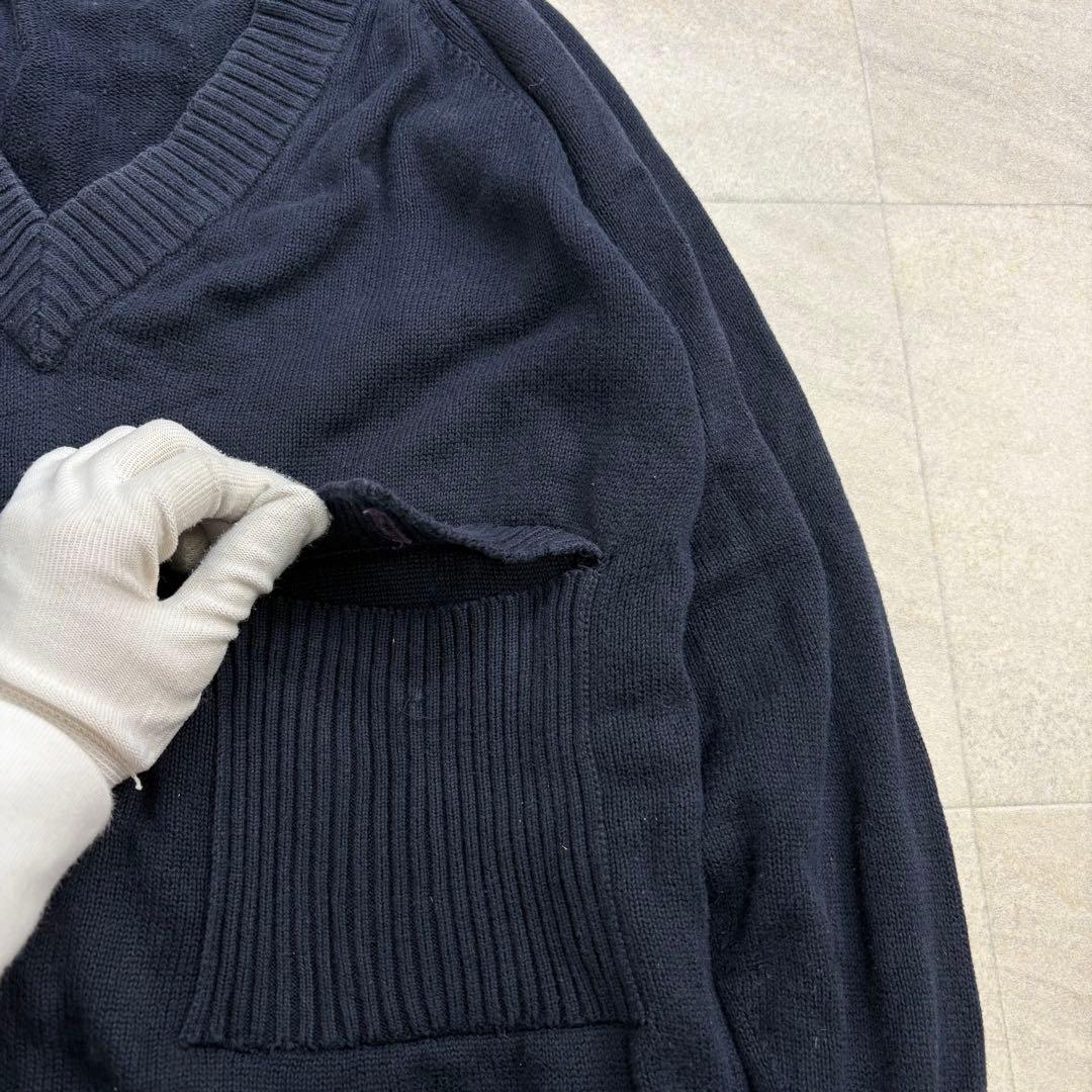 マン様CHANEL シャネル セーター ココマーク コットン ネイビー V