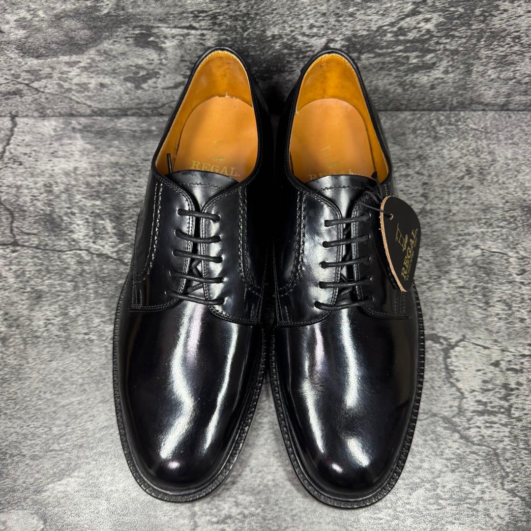 新品未使用】REGAL プレーントゥ 2504 ガラスレザー ブラック 26