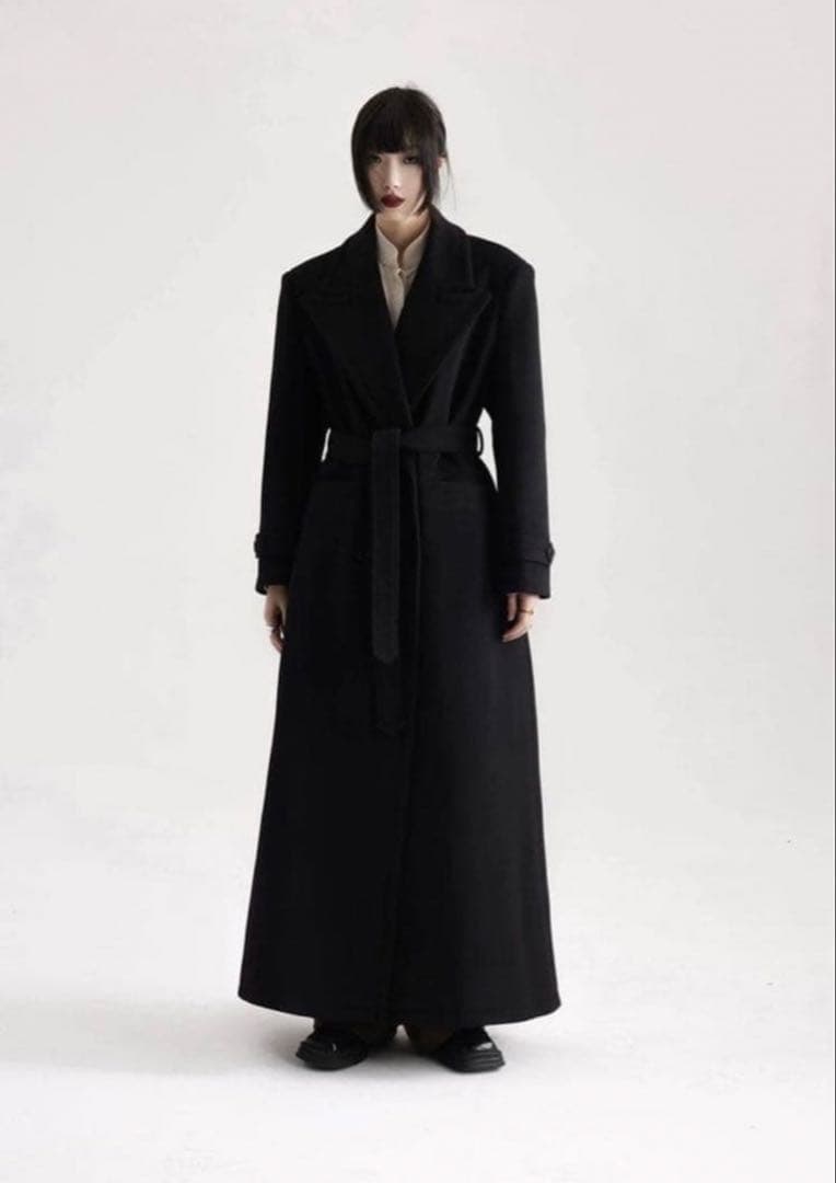 ブラックロングコート 楽天市場】人気新作 チェスターコート ビッグコート ロング丈 襟付き