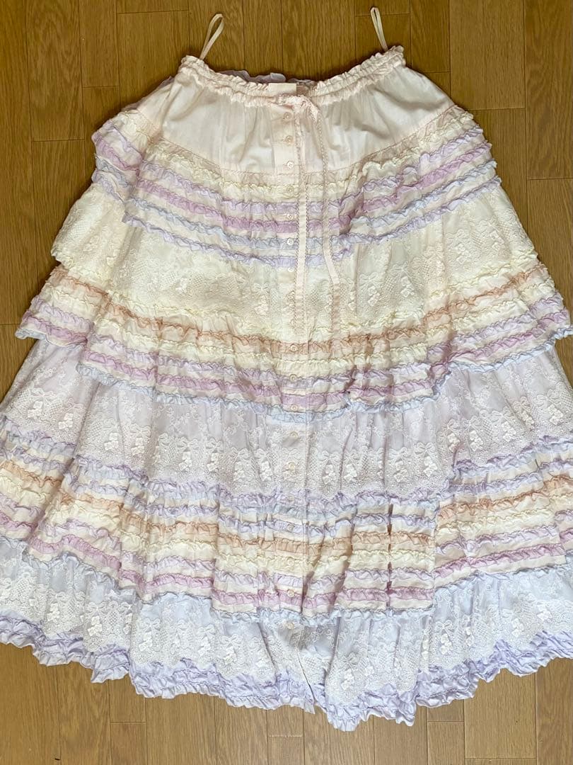 PINKHOUSE 配色フリルスカート PINK HOUSE（ピンクハウス） スカート 星ワッペン使い配色フリル