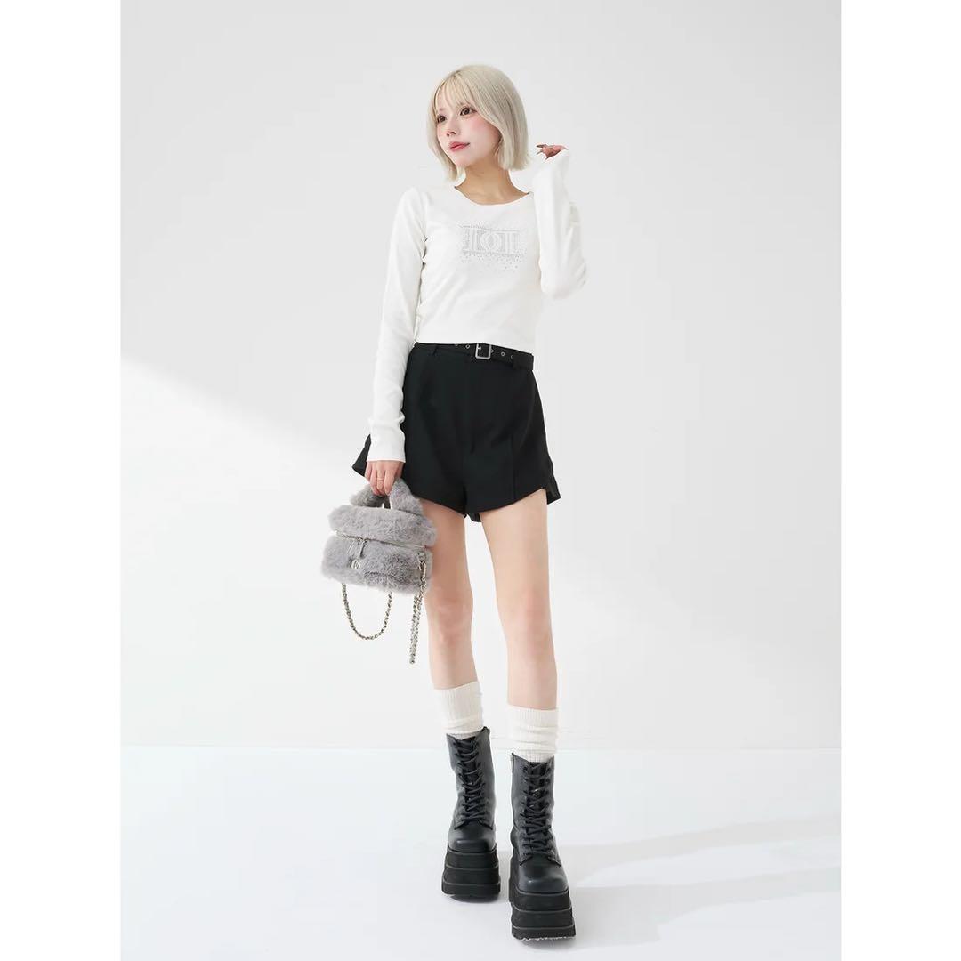 新品タグ付 ダーリッチ ホワイト シャイニーDDロゴコンパクトロングT